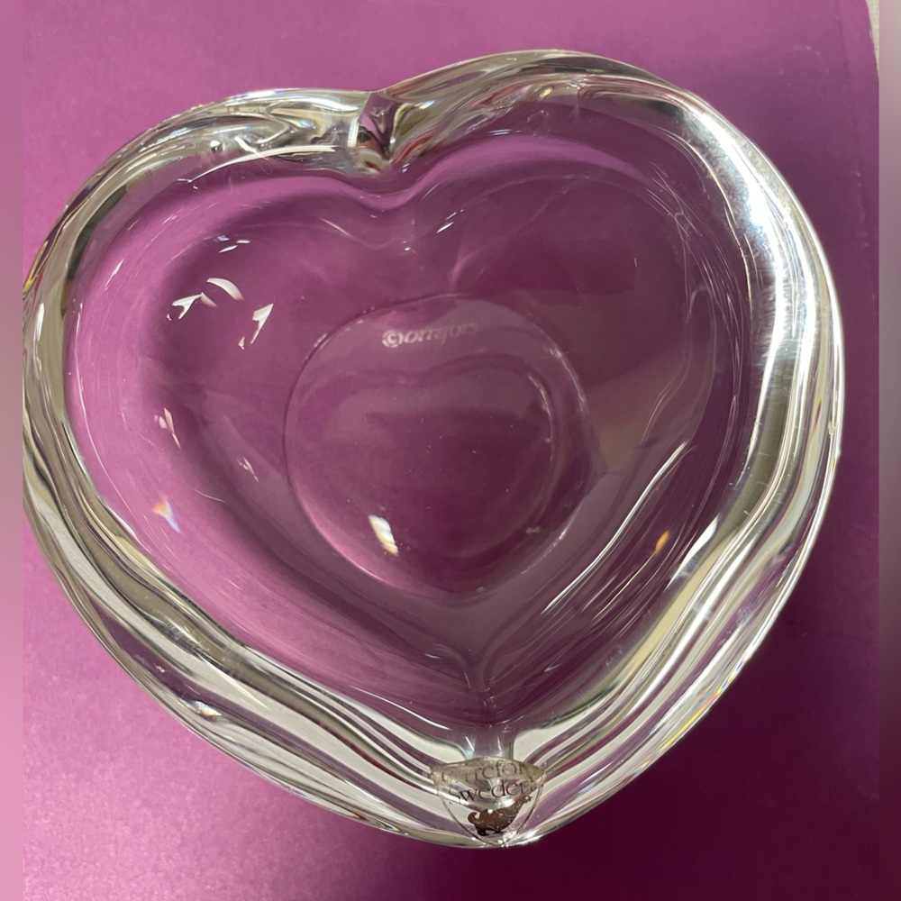 Orrefors Heavy KostaBoda Sweden Crystal Heart Trinket / Candle Holder